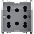 URMET - Presa Multy P40, 2 moduli, 2 prese bipasso P11-P17 e 1 presa schuko, alluminio, standard 16A. 10311/2AL