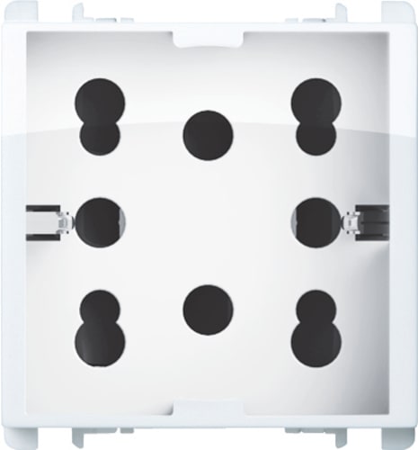 URMET - Presa Multy P40, 2 moduli, 2 prese bipasso P11-P17 e 1 presa schuko, bianco ghiaccio.
