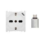 URMET - Presa P40 250V con USB 5V 3.0A Tipo C, 2 moduli, colore bianco.