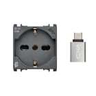 URMET - Presa P40+USB 3.0A con uscita Tipo C, 2 moduli, Nea, antracite, 250V+USB 5V 3A ANT.
