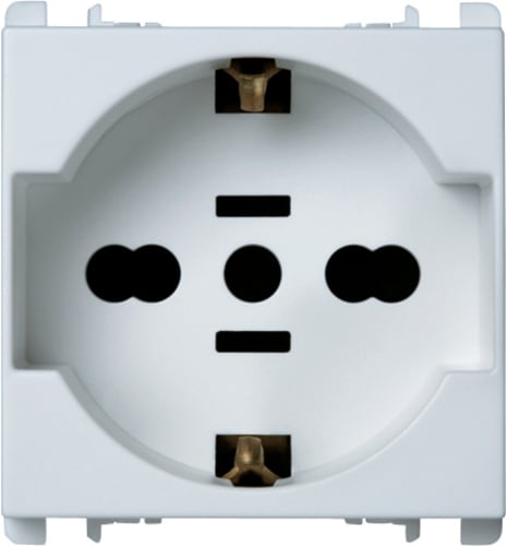 URMET - Presa universale EU/USA, 2 moduli, 2P+T 16A-250V, Nea, bianco.