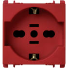 URMET - Presa universale EU/USA, 2 moduli, 2P+T 16A-250V, Nea, rosso.
