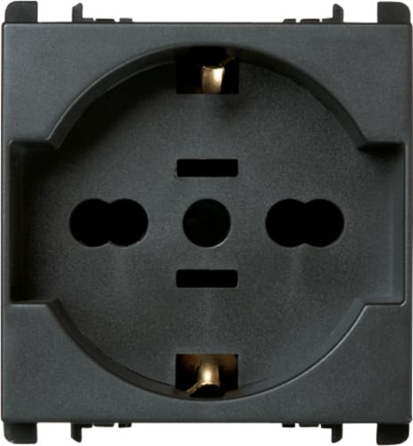 URMET - Presa universale EU/USA, 2 moduli, 2P+T 16A-250V, Nea, antracite. 10315/2