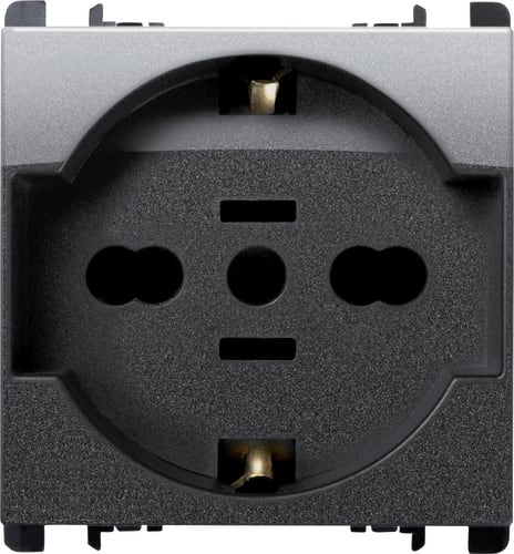URMET - Presa universale USA 2 moduli 2P+T 16A-250V Nea acciaio scuro EU/USA AC