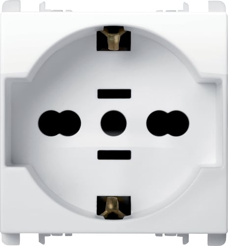 URMET - Presa universale USA/EU, 2 moduli, 2P+T 16A-250V, Nea, bianco ghiaccio BG.