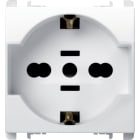 URMET - Presa universale USA/EU, 2 moduli, 2P+T 16A-250V, Nea, bianco ghiaccio BG.