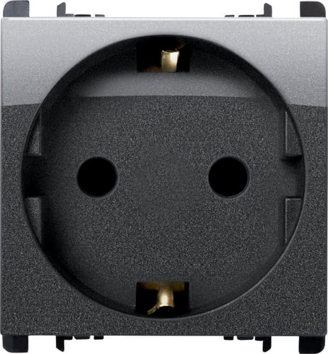 URMET - Presa tedesca 2 moduli 2P+T 16A 250V Nea acciaio scuro AC.