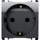 URMET - Presa tedesca 2 moduli 2P+T 16A 250V Nea acciaio scuro AC.