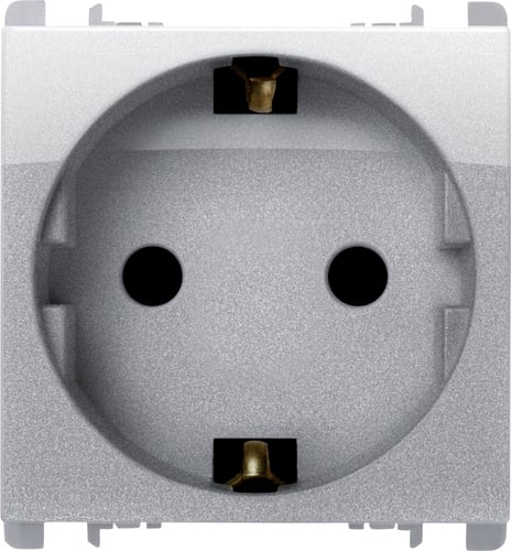 URMET - Presa tedesca 2 moduli 2P+T 16A 250V Nea alluminio AL