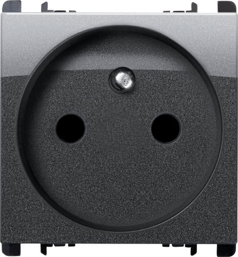 URMET - Presa francese 2 moduli 2P+T 16A 250V Nea acciaio scuro AC.
