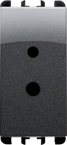 URMET - Presa per circuiti ausiliari BT polarizzata, 1 modulo, 2P 6A-24V (10A-48V), Nea, acciaio scuro SPEC POL 2P 6A-24V 1M AC.