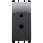 URMET - Presa per circuiti ausiliari BT polarizzata, 1 modulo, 2P 6A-24V (10A-48V), Nea, acciaio scuro SPEC POL 2P 6A-24V 1M AC.