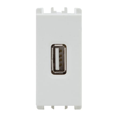 URMET - Alimentatore 5V 2.1A con uscita USB, modulo singolo, colore bianco, compatibile con tensione 100-230V. 10330.B