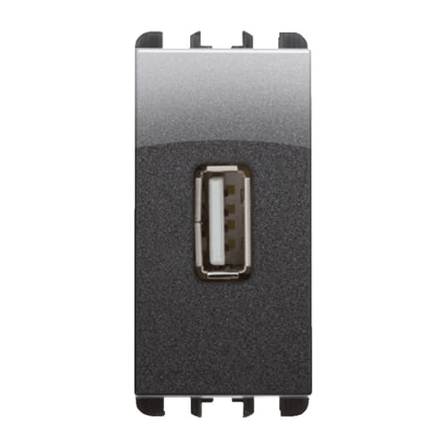 URMET - Unità di alimentazione con una uscita USB, 1 modulo, 5V 2.1A, 100-230V, acciaio scuro, Nea, ALIM. 5V 2,1A 1X USB ACC.SCURO.