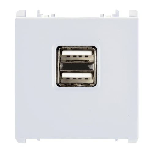 URMET - Unità di alimentazione con due uscite USB, 1 modulo, 5V 2.1A, 100-230V, Nea, bianco ALIM. 5V 2.1A DOPPIA USB ANTR.