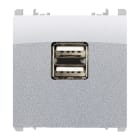 URMET - Unità di alimentazione con due uscite USB, 1 modulo, 5V 2.1A, 100-230V, Nea, alluminio ALIM. 5V 2.1A DOPPIA USB ALLUM.
