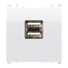 URMET - Alimentatore 5V 2.1A con doppia uscita USB, modulo singolo, compatibile con tensione 100-230V, colore bianco ghiaccio.