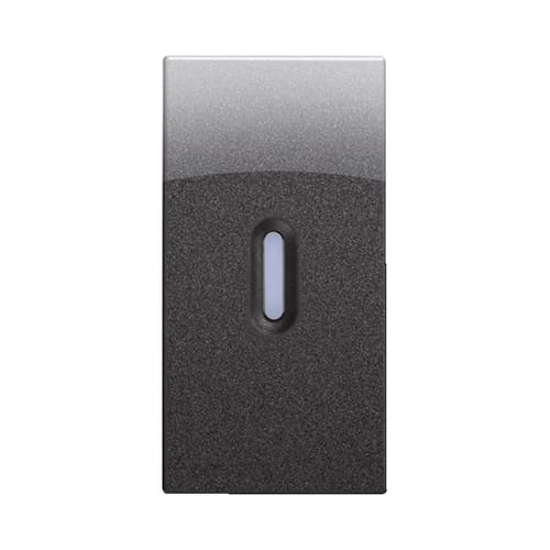 URMET - Copritasto illuminabile per interruttore, deviatore, pulsante 1P, 1 modulo, Nea, acciaio scuro, differenziato trasparente 1M.