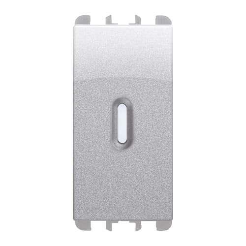 URMET - Copritasto illuminabile per interruttore, deviatore, pulsante 1P, 1 modulo, Nea, alluminio, diffusore trasparente 1M.