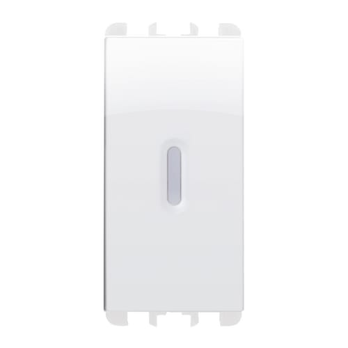 URMET - Copritasto illuminabile per interruttore 1P, deviatore 1P, pulsante 1P, 1 modulo, Nea, bianco ghiaccio COPRITASTO DIFF TRASP 1M BG.