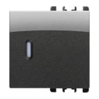 URMET - Copritasto illuminabile per interruttore 1P, deviatore 1P, pulsante 1P, 2 moduli, Nea, acciaio scuro DIFF TRASP 2M AC.