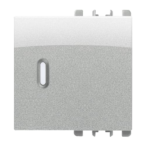 URMET - Copritasto illuminabile per interruttore, deviatore, pulsante 1P, 2 moduli, Nea, alluminio, diffusore trasparente 2M.