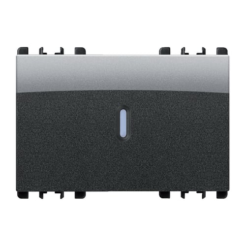 URMET - Copritasto illuminabile per interruttore 1P, deviatore 1P, pulsante 1P, 3 moduli, Nea, acciaio scuro - DIFFUSORE COPRITASTO TRASPARENTE 3 MODULI IN ACCIAIO SCURO.