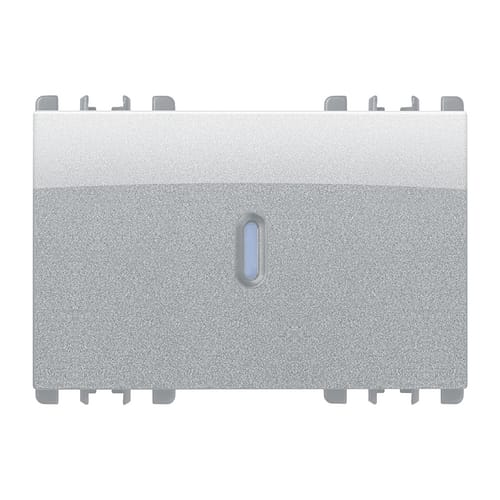 URMET - Copritasto illuminabile per interruttore 1P, deviatore 1P, pulsante 1P, 3 moduli, Nea, alluminio - DIFF TRASP 3M AL.