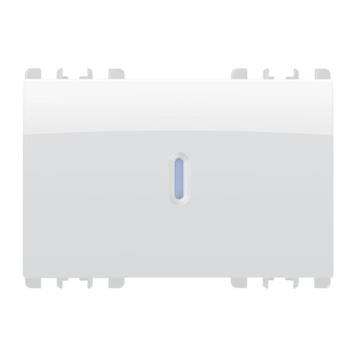 URMET - Copritasto illuminabile per interruttore 1P, deviatore 1P, pulsante 1P, 3 moduli, Nea, bianco ghiaccio COPRITASTO DIFF TRASP 3M BG.