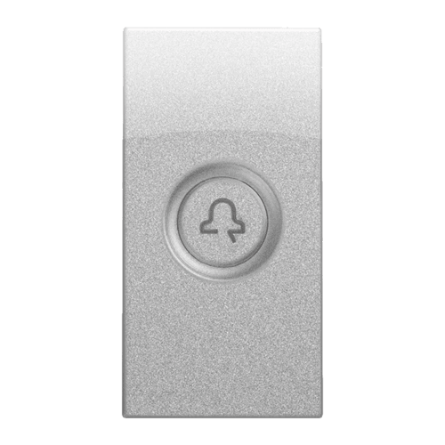 URMET - Copritasto illuminabile simbolo campanello, diffusore trasparente, 1 modulo, alluminio.