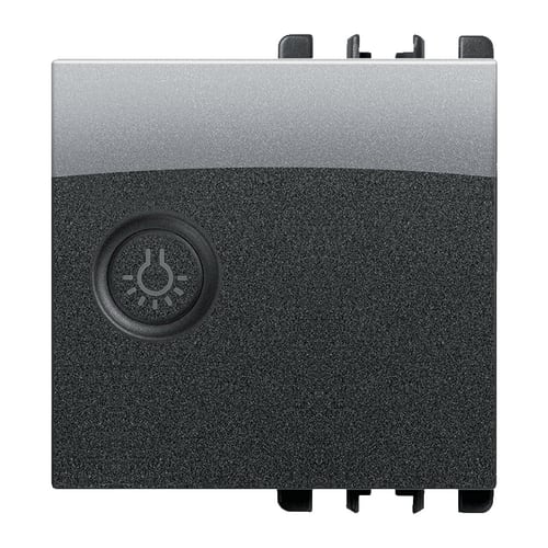 URMET - Copritasto illuminabile simbolo luce, 2 moduli, Nea, acciaio scuro, diffusore trasparente.