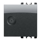 URMET - Copritasto illuminabile simbolo luce, 2 moduli, Nea, acciaio scuro, diffusore trasparente.