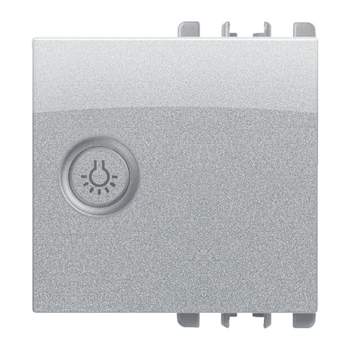 URMET - Copritasto illuminabile simbolo luce trasparente 2 moduli in alluminio.