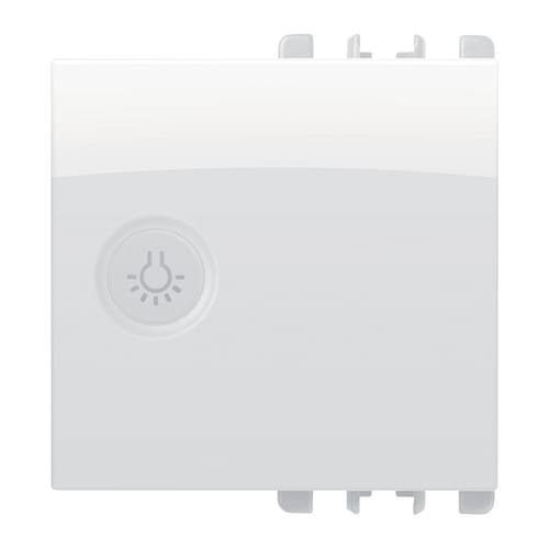 URMET - Copritasto illuminabile simbolo luce 2 moduli Nea bianco ghiaccio trasparente.