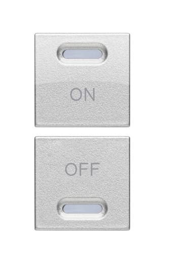 URMET - Coppia copritasto ON-OFF per dispositivi Yokis 5454815 e 5454817, 1 modulo, alluminio, 1M AL.