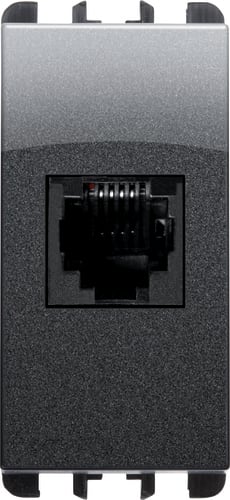 URMET - Presa telefonica RJ11 6/4, 1 modulo, Nea, acciaio scuro MORS 1M AC. 10411AC