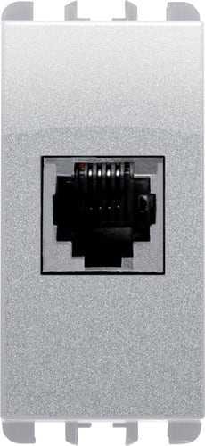 URMET - Presa telefonica RJ11 6/4, 1 modulo, Nea, alluminio MORS 1M AL. 10411AL