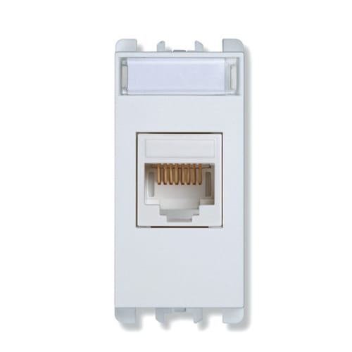 URMET - Frontalino con attacco Keystone, 1 modulo, Nea, bianco, presa RJ45 tip.3m bianca. 10445.B.FR