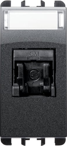 URMET - Presa RJ45 Cat.5e UTP 1 modulo, (EIA T568A/B), Nea, acciaio scuro NO SCH 1M AC. 10445EAC