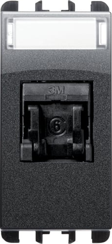 URMET - Presa RJ45 Cat.6 UTP 1 modulo, Nea, acciaio scuro NO SCH 1M AC. 10446AC