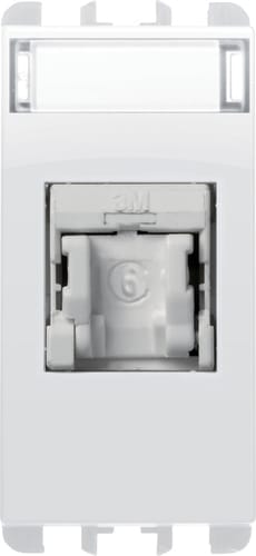 URMET - Presa RJ45 categoria 6 UTP 1 modulo, Nea, bianco ghiaccio senza schermatura. 10446BG