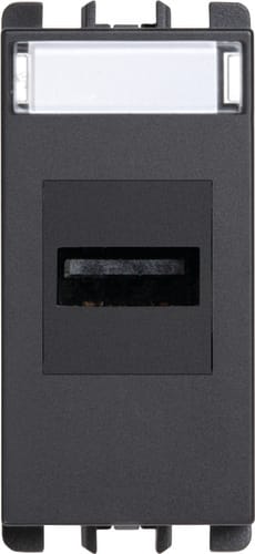 URMET - Connettore USB morsetti a vite presa antracite 1 modulo Nea. 10451