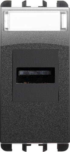 URMET - Connettore USB morsetti a vite 1 modulo Nea acciaio scuro presa USB acciaio scuro 1 modulo.