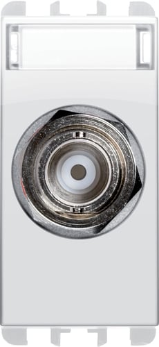 URMET - Presa coassiale BNC per cavo RG59 (75 Ohm), 1 modulo, a crimpare, Nea, bianco ghiaccio, PRESA COAX BNC RG59 1M BG.