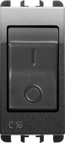 URMET - interruttore mccb 1 modulo 1p+nc 16a nea acciaio scuro inter mgnter 1p+nc 16a 1m ac
