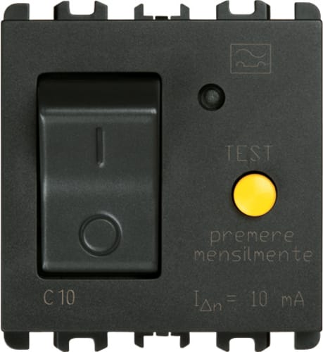 URMET - Interruttore differenziale MCCB+RCD 10A 2 moduli 1P+N antracite MGNTERM Nea.