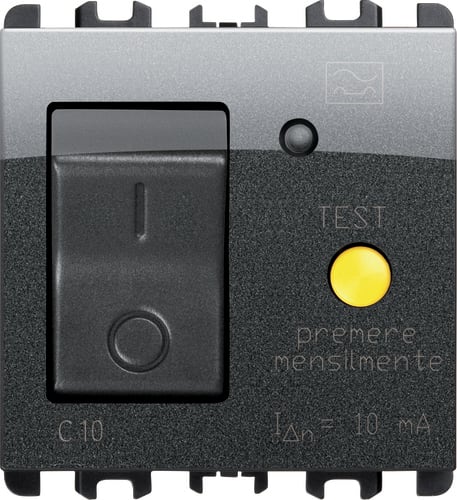 URMET - interruttore differenziale MCCB+RCD 10A 2 moduli 1P+N Nea acciaio scuro MGNTER 2M AC