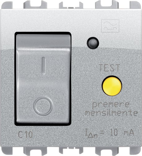 URMET - Interruttore differenziale MCCB+RCD 16A 2 moduli 1P+N alluminio Nea MGNTER
