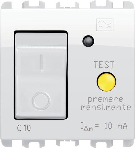URMET - Interruttore differenziale MCCB+RCD, 16A, 2 moduli, 1P+N, Nea, bianco ghiaccio BG.