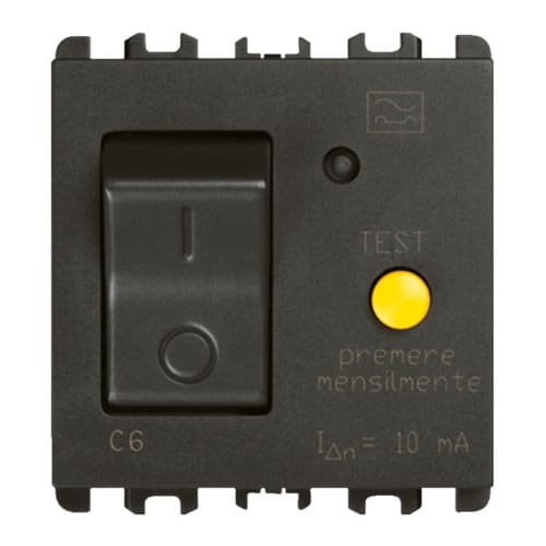 URMET - Interruttore differenziale 6A 2 moduli 1P+N Nea antracite.